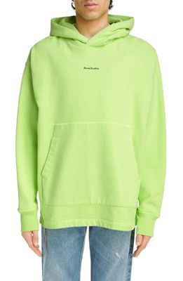 Acne Studios Small Logo Embroidered Organic Cotton Hoodie in Fluo Green