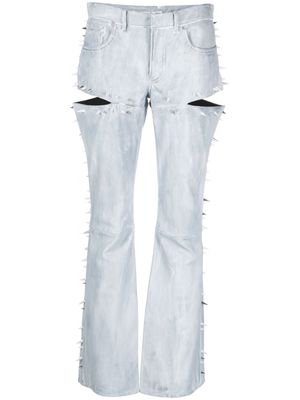 Acne Studios spike-stud detailed leather trousers - Blue