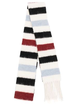 Acne Studios striped fringed scarf - White
