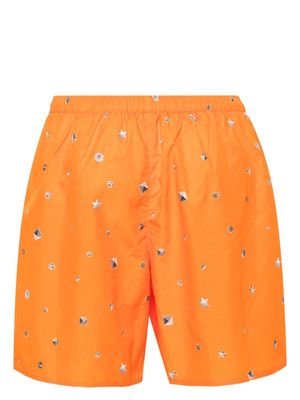 Acne Studios stud-print ripstop swim shorts - Orange