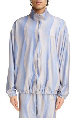 Acne Studios Sublimation Stripe Nylon Stretch Jacquard Jacket in Blue/Beige