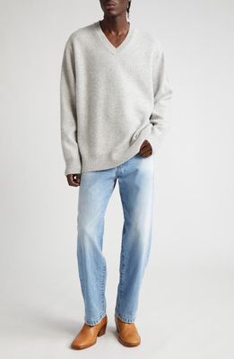 Acne Studios V-Neck Wool & Cashmere Sweater in Light Grey