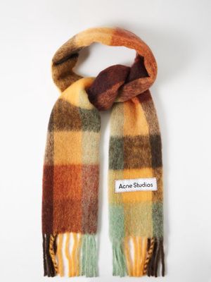 Acne Studios - Vally Checked Scarf - Womens - Brown Multi