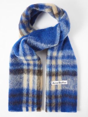 Acne Studios - Vana Checked Scarf - Womens - Blue Beige