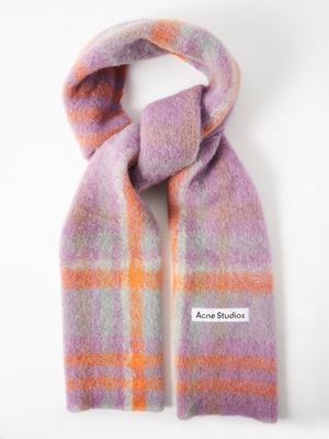 Acne Studios - Vana Checked Scarf - Womens - Purple Multi