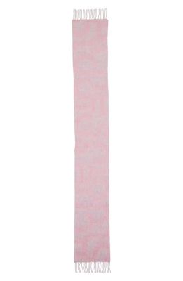 Acne Studios Vandy Logo Jacquard Wool Blend Fringe Scarf in Pink