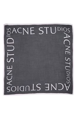 Acne Studios Varbone Logo Print Wool Gauze Scarf in Carbon Grey