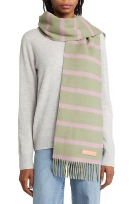Acne Studios Vesta Skinny Stripe Wool Scarf in Green/Pink