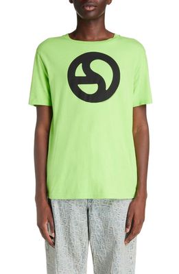 Acne Studios Warped Logo Cotton Graphic T-Shirt in Sharp Green