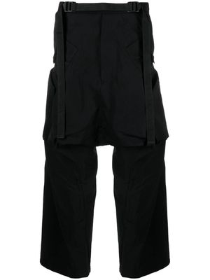 ACRONYM belted ruched drop-crotch trousers - Black