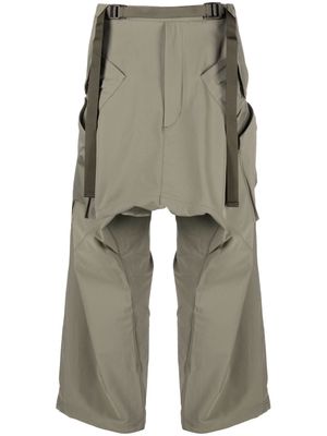 ACRONYM belted ruched drop-crotch trousers - Green