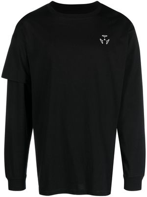 ACRONYM graphic-print asymmetric-sleeve T-shirt - Black