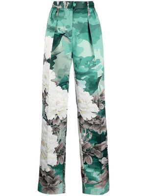 Act N°1 floral-print high-waist trousers - White