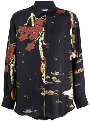 Act N°1 floral-print silk shirt - Black