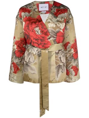Act N°1 floral-print wrap belted jacket - Green