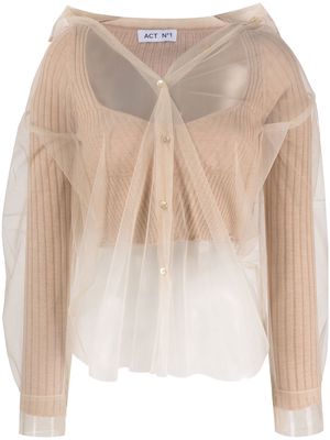 Act N°1 layered-design sheer blouse - Neutrals