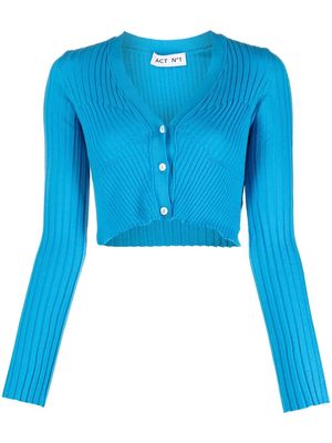 Act N°1 ribbed-knit cropped cardigan - Blue