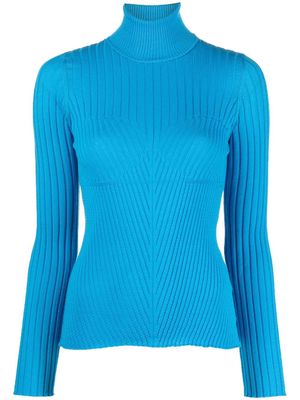Act N°1 ribbed knit roll neck jumper - Blue