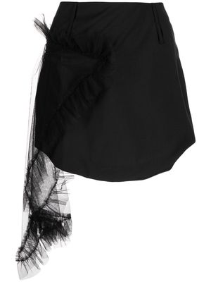 Act N°1 ruffle-detail wool skirt - Black