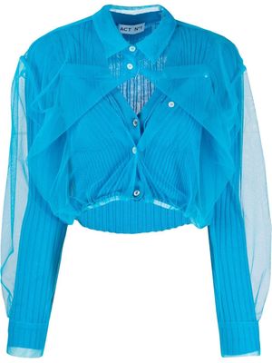 Act N°1 sheer overlay knit blouse - Blue