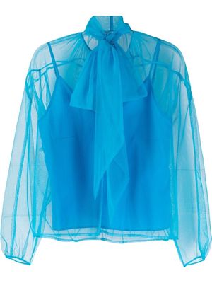 Act N°1 sheer pussy-bow blouse - Blue