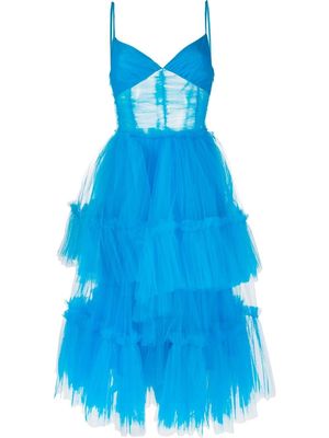 Act N°1 tiered tulle midi dress - Blue