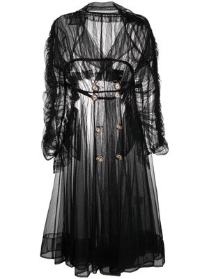 Act N°1 tulle-embellished double-breasted coat - Black