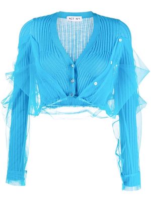 Act N°1 tulle-overlay cropped wool top - Blue