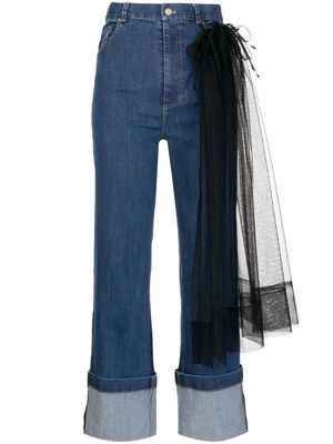 Act N°1 tulle-panel cropped jeans - Blue