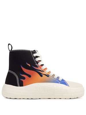 ACUPUNCTURE 1993 flame-print high-top sneakers - Black