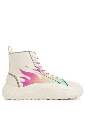 ACUPUNCTURE 1993 NYU Vulc flame-print sneakers - White