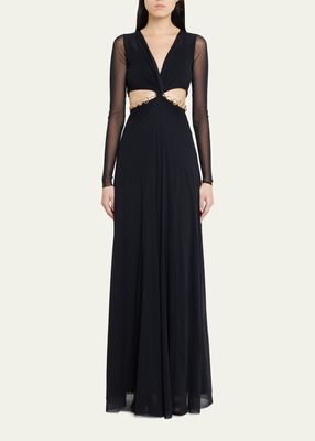 Ada Cut-Out Chain-Embellished Gown