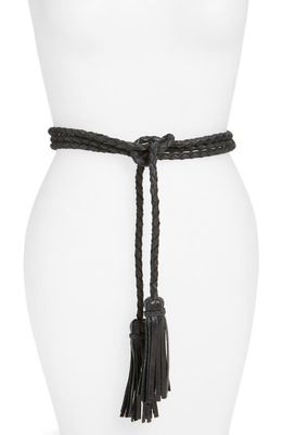 Ada Fringe Soga Leather Belt in Black 