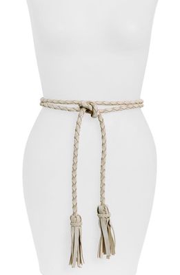 Ada Fringe Soga Leather Belt in Off-White 