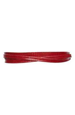 Ada Skinny Leather Wrap Belt in Red Python