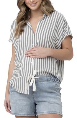 Ada Stripe Maternity Shirt in Black /White