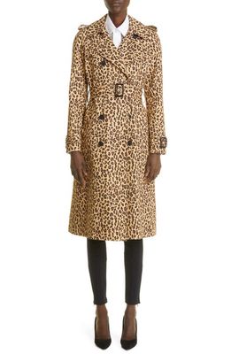 Adam Lippes Animal Print Cotton Faille Trench Coat in Natural