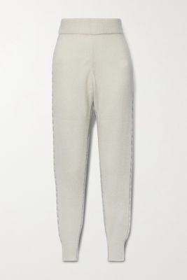 Adam Lippes - Cable-knit Brushed Cashmere And Silk-blend Track Pants - Ivory