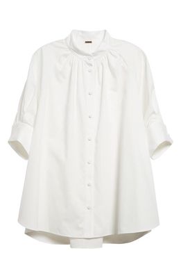Adam Lippes Cotton Poplin Button-Up Shirt in Vanilla