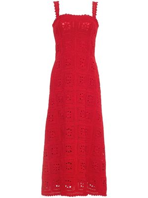 Adam Lippes crochet-knit sleeveless midi dress - Red