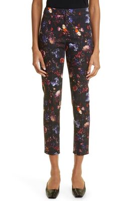 Adam Lippes Daphne Floral Print Stretch Twill Cigarette Pants in Black Floral