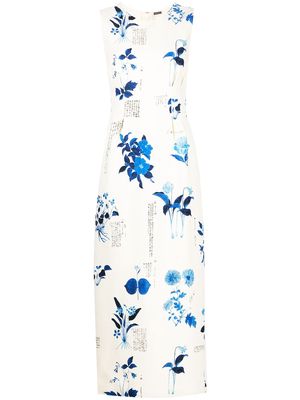 Adam Lippes double-pleated floral-print dress - White