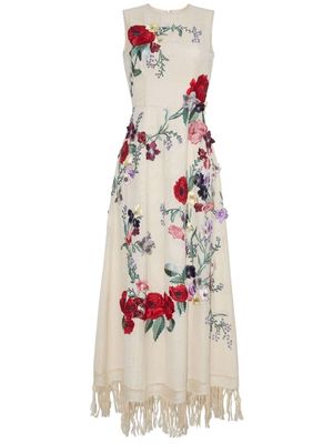 Adam Lippes Eloise floral-embroidered maxi dress - Neutrals