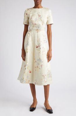 Adam Lippes Eloise Floral Jacquard Dress in Champagne Multi