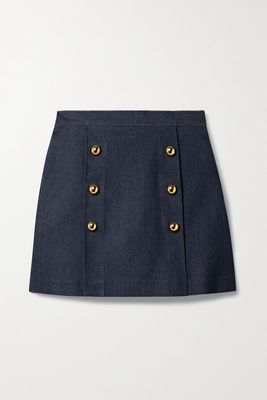 Adam Lippes - Embellished Denim Mini Skirt - Blue