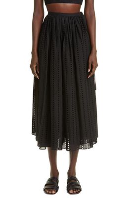 Adam Lippes Embroidered Eyelet Cotton Wrap Skirt in Black