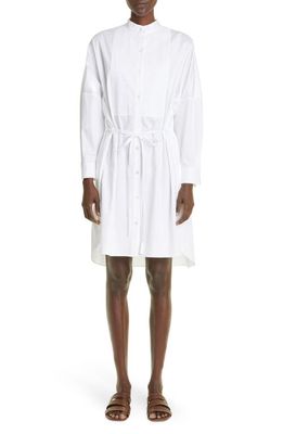 Adam Lippes Embroidered Eyelet Long Sleeve Organic Cotton Poplin Shirtdress in White