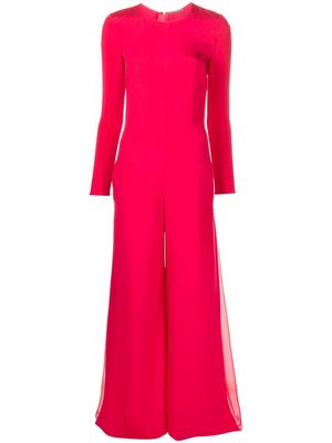 Adam Lippes flared long-sleeve jumpsuit - Pink