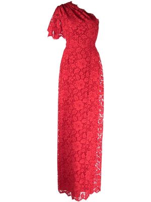Adam Lippes floral lace one-shoulder gown - Red