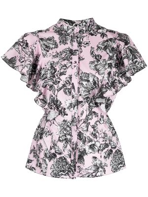 Adam Lippes floral-print bell-sleeves blouse - Pink